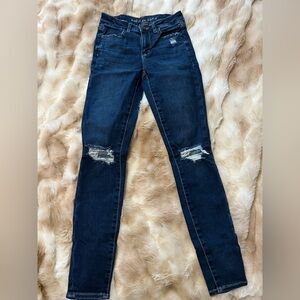 American Eagle Outfitters Navy Distressed Skinny Jeans